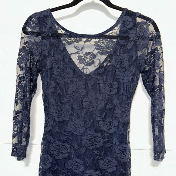 Women's Jump Apparel Dress Size 3/4 Blue Lace - Picture 9 of 10